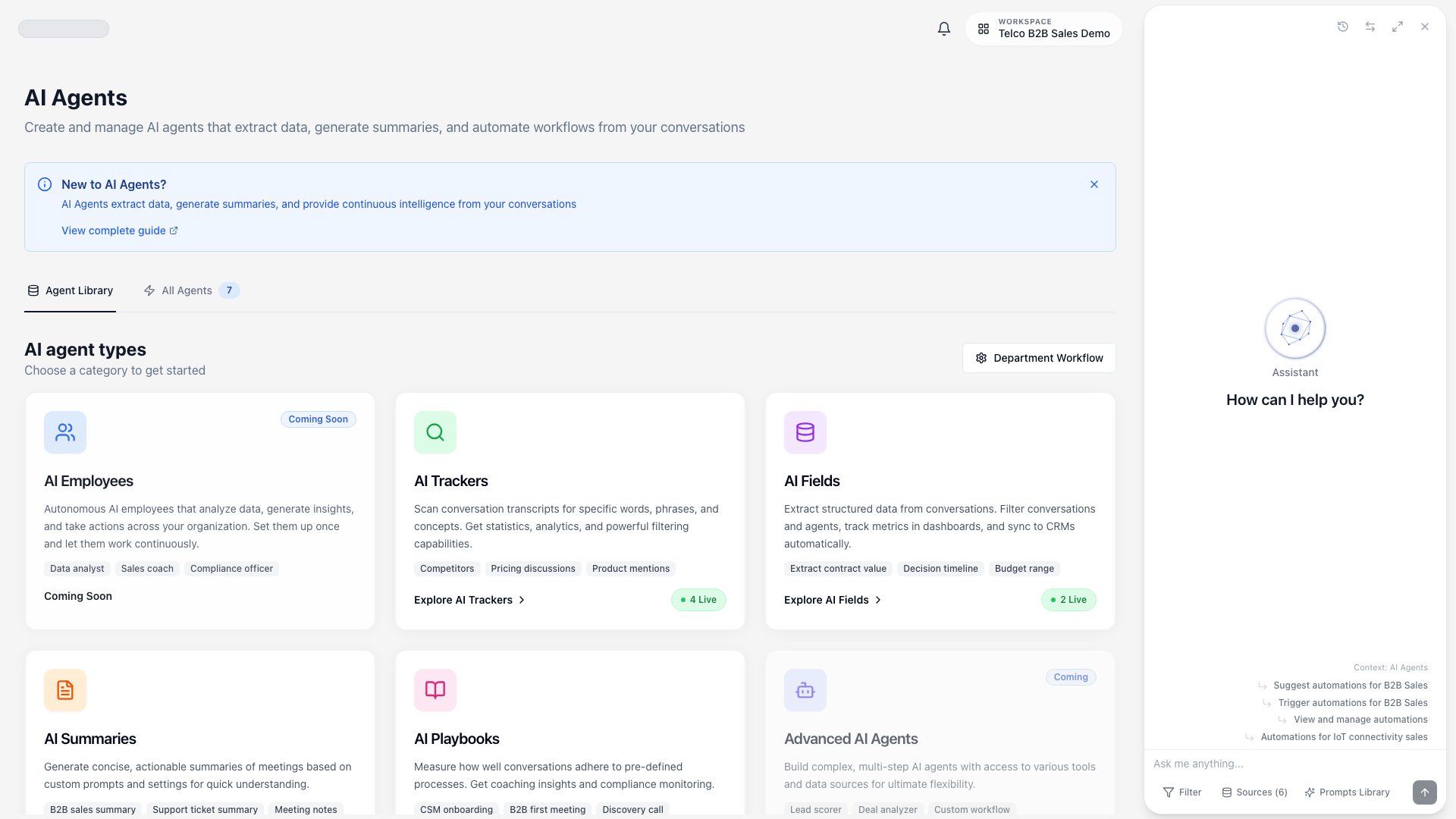 AI Employees page showing available employee templates