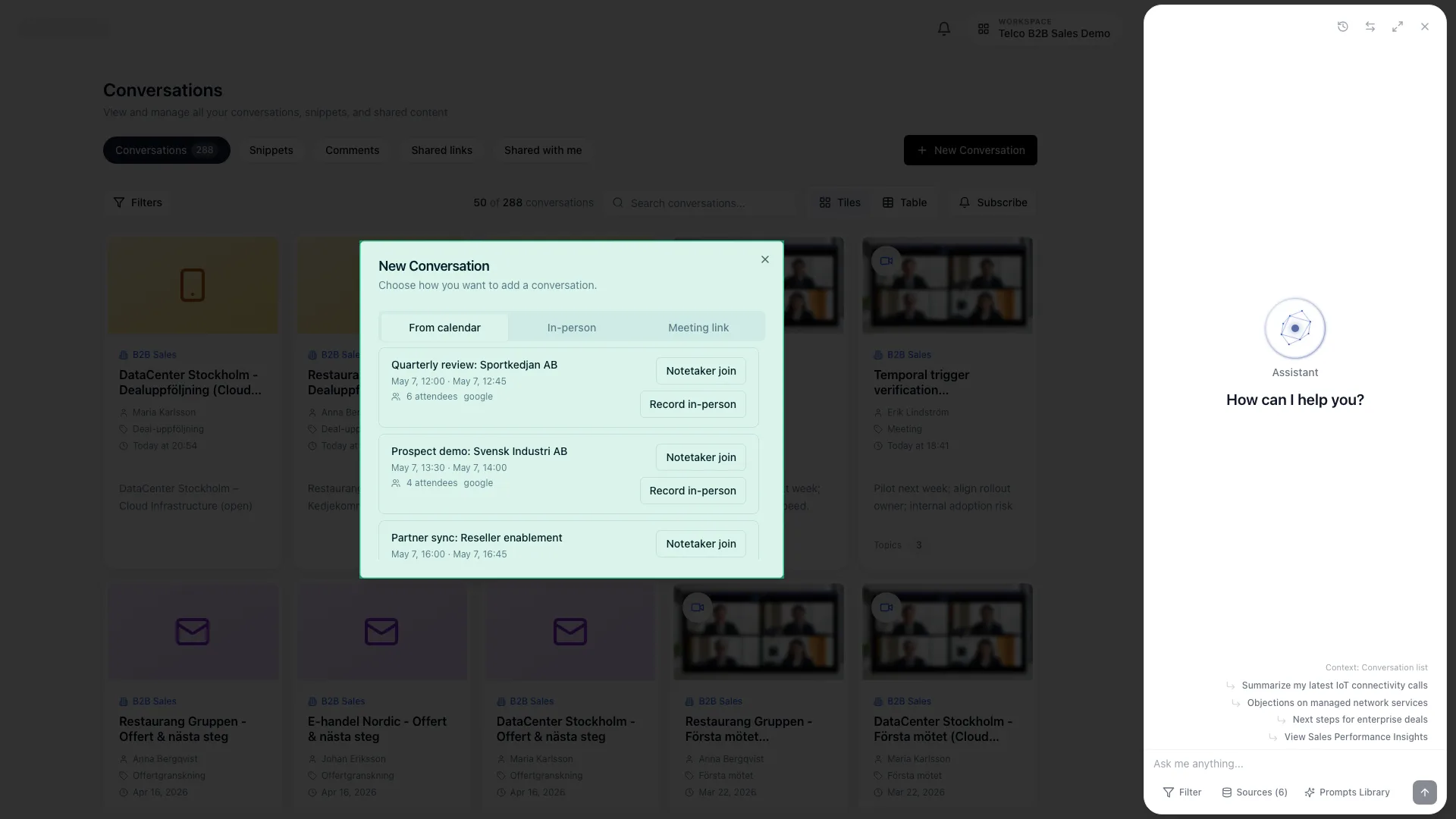 Conversation upload modal